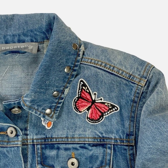 Bagatelle Collection Embroidered Floral Butterfly Bee Trucker Denim Jack… - Picture 4 of 15